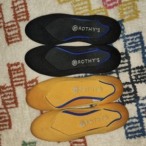 Bundle-Rothy's yellow/gold lemondrop & black round toe flats size 9.5